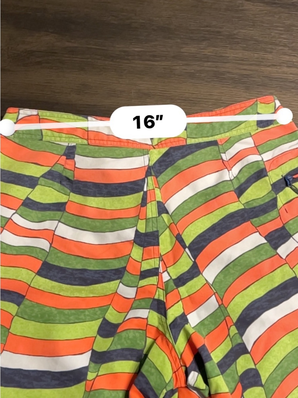 Patagonia Men's Striped Swim Shorts - Green/Orange/Navy - Picture 5 of 6